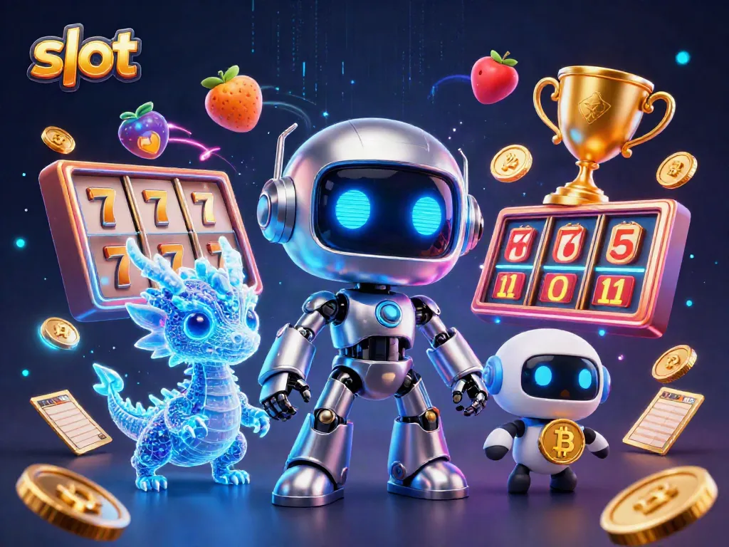 Menangkan putaran slot dengan robot futuristik dan simbol jackpot yang berkilauan.