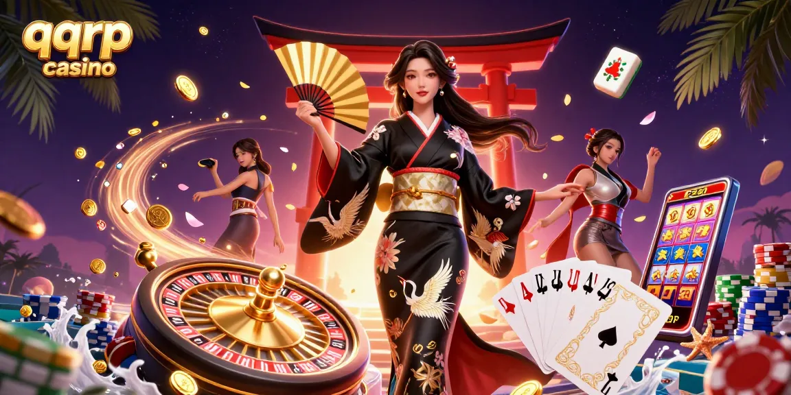 Engage in thrilling gameplay at qqrp casino featuring a dynamic scene with elegant characters and vibrant casino elements.