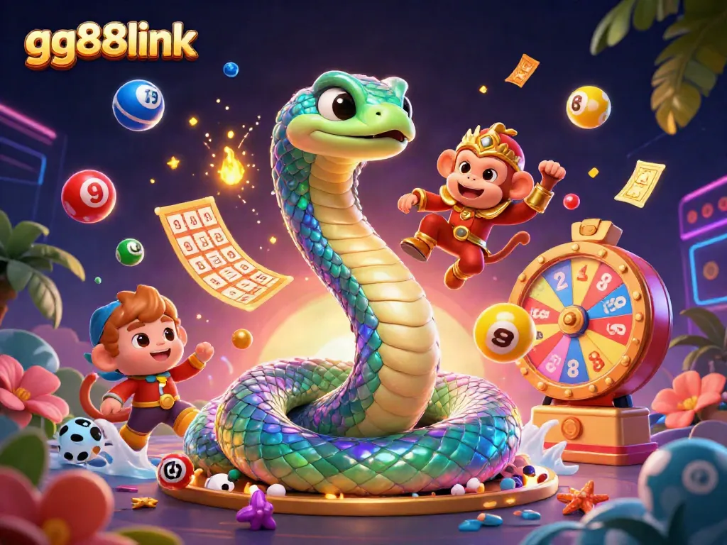 Play the exciting lottery games at gg88link with vibrant characters and dynamic prize elements.