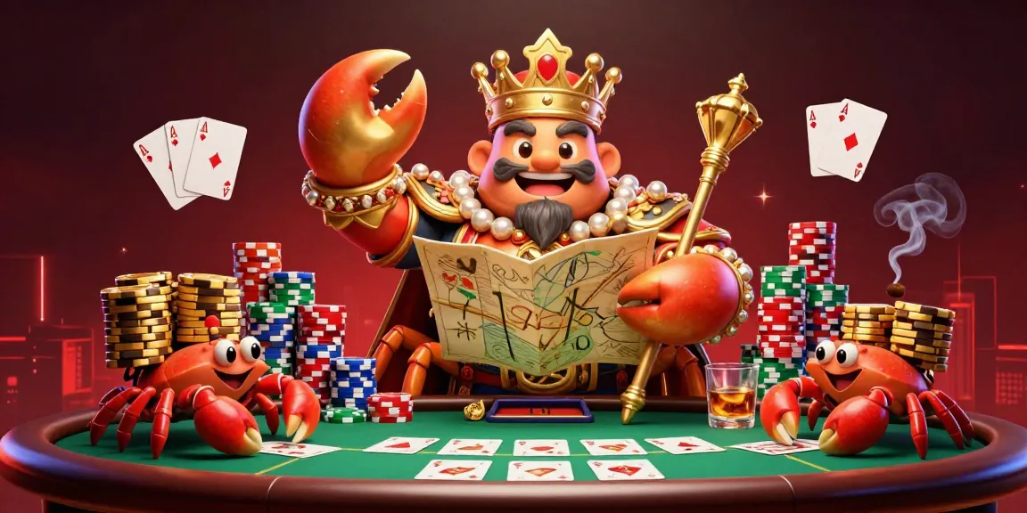 WORTEL21 showcases a golden crab emperor ruling at a vibrant poker table in an underwater casino scene.