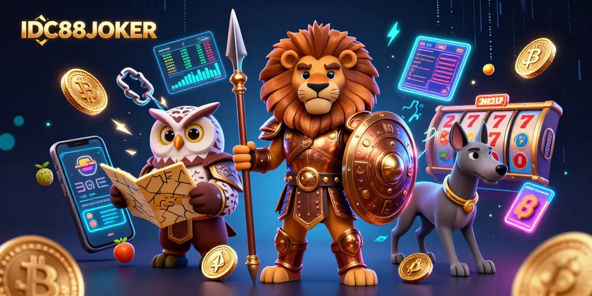 Spin and win with IDC88JOKER alongside captivating 3D characters and engaging slot game elements.