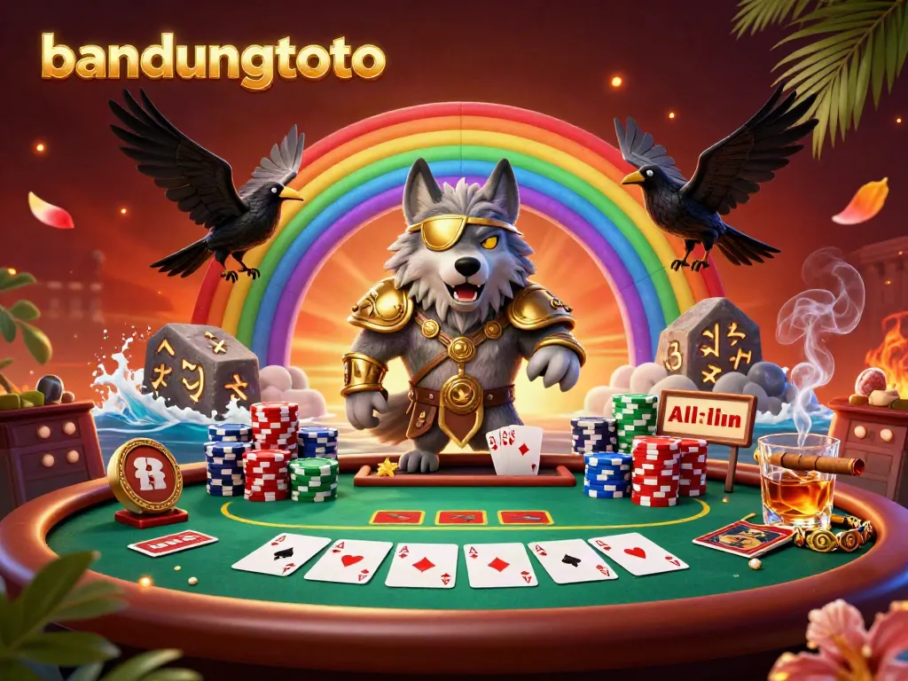 Engage in thrilling casino action with bandungtoto featuring a dramatic poker scene and mythical characters.