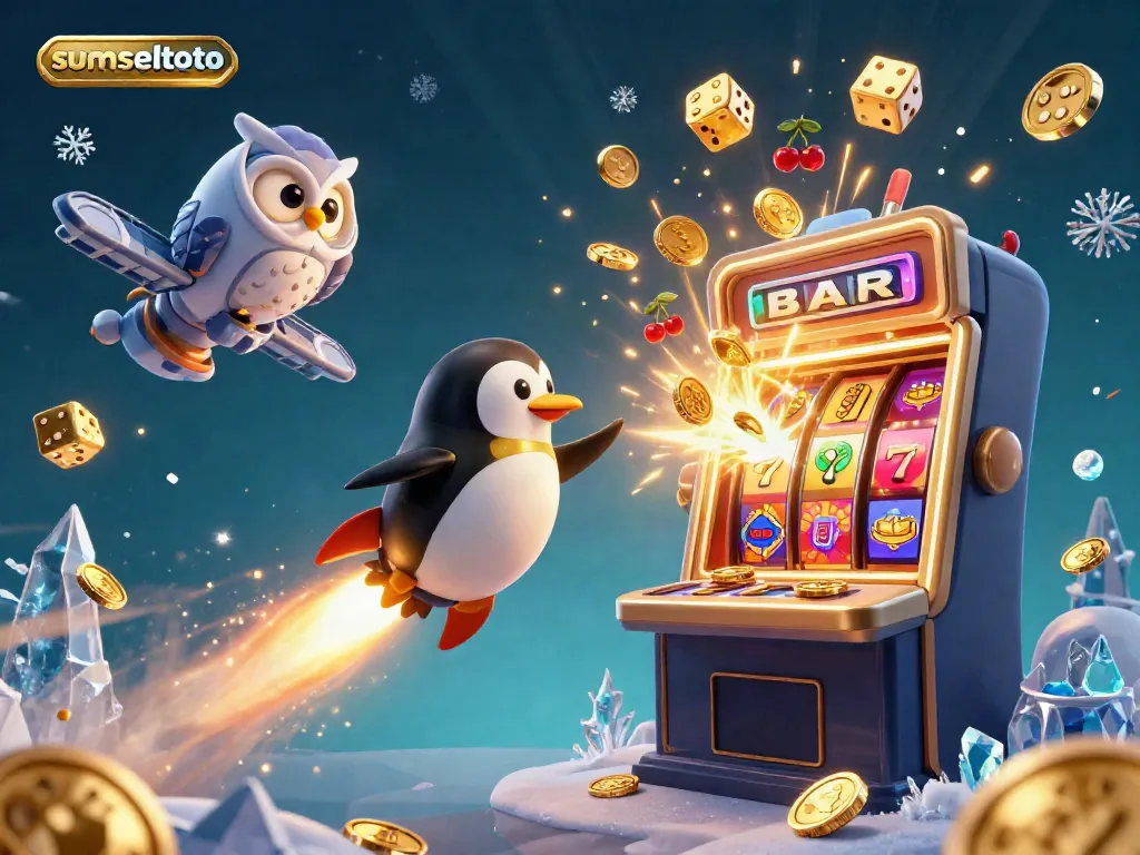 Experience thrilling wins with sumseltoto in a vibrant casino-inspired cosmic scene packed with excitement.
