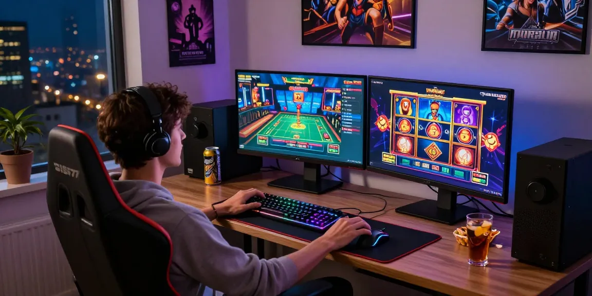 Situs Sis77 platform online gaming menunjukkan pemain asyik di depan layar dengan berbagai permainan slot.