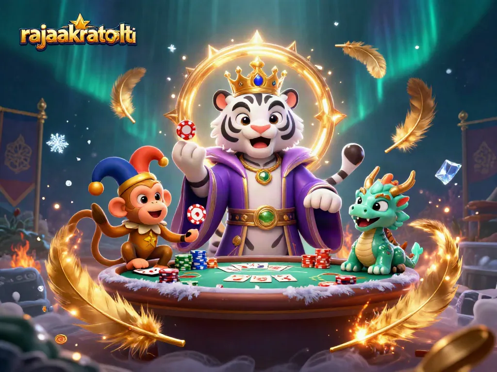 Rajaakuratsakti menghadirkan tiger 3D mewah dan monyet emas dalam suasana kasino yang menakjubkan.