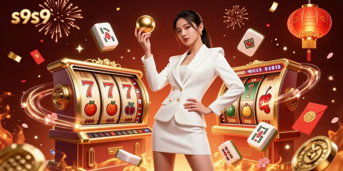 Engage with the exciting world of s9s9 through vibrant slot games in this stunning casino illustration.
