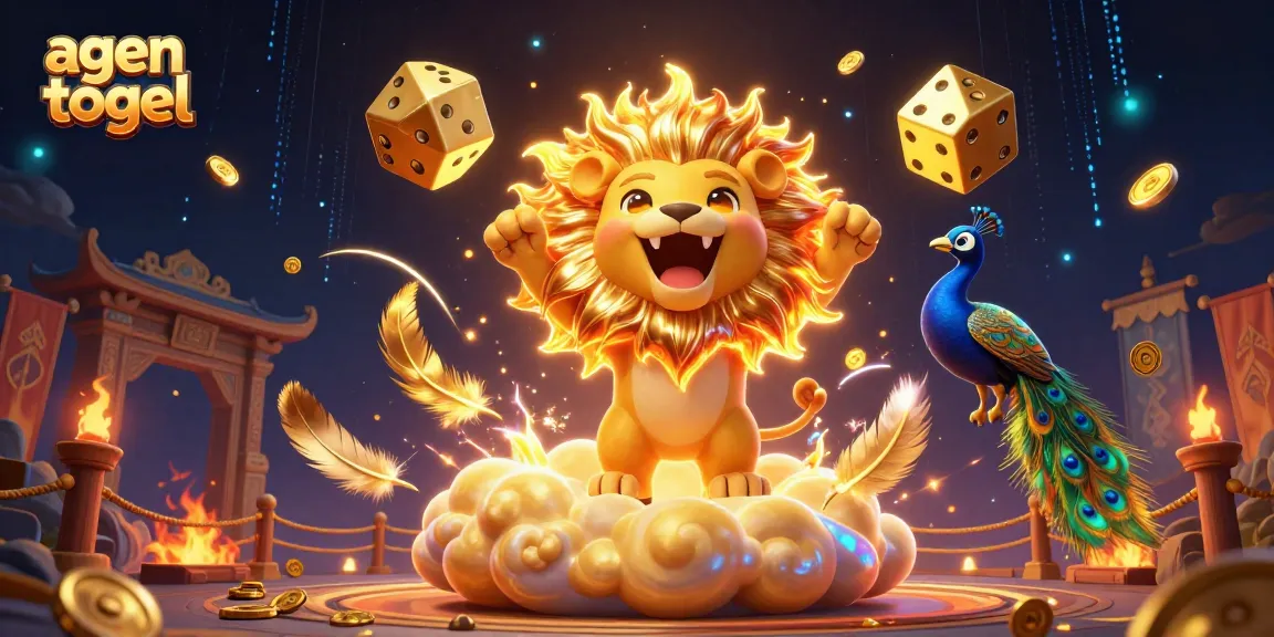 Permainan agen togel menyenangkan dengan singa matahari dan dadu keemasan, pesta kemenangan luar angkasa.