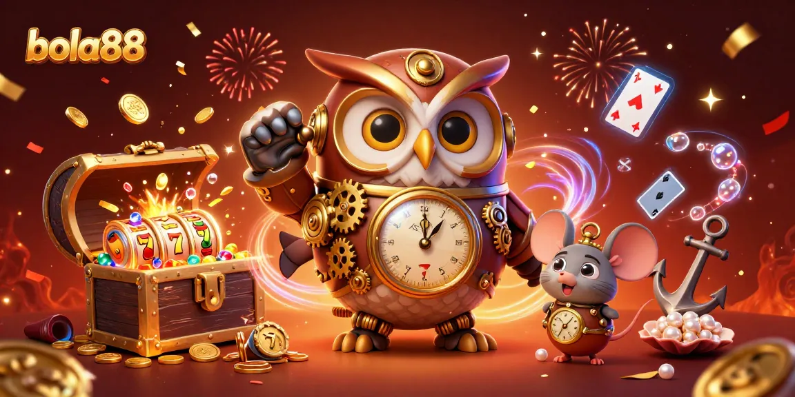Experience the excitement of bola88 with a vibrant 3D casino scene featuring playful elements and jackpots.