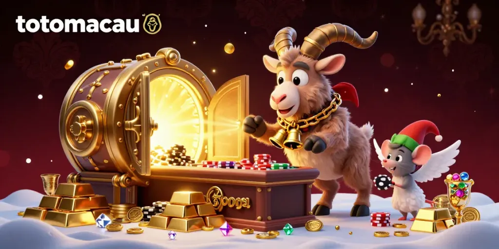 Engage in the thrilling atmosphere of totomacau, featuring Krampus in a spooky casino scene with festive characters.