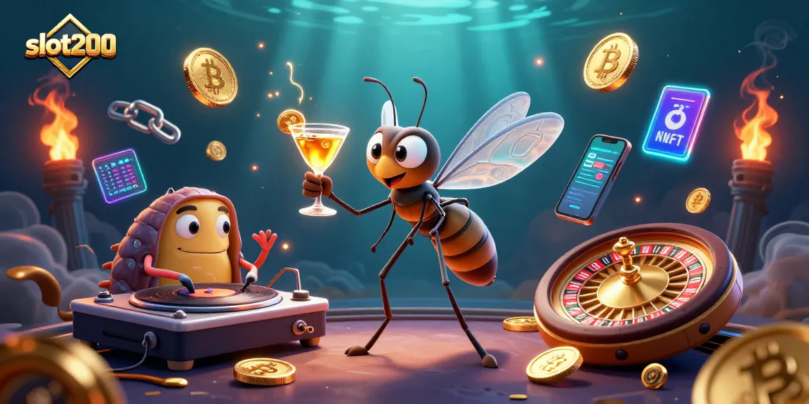 Slot200 menawarkan pengalaman kasino menarik dengan karakter unik dalam ilustrasi permainan slot.