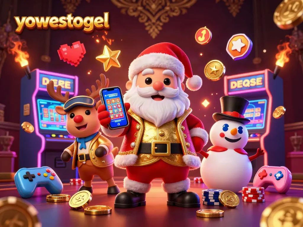 Experience jackpot excitement at yowestogel with Santa, his reindeer dealer, and a poker chip snowman.