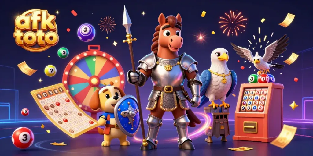 Engage with afk toto's thrilling gaming scene filled with lottery fun, vibrant colors, and energetic characters.
