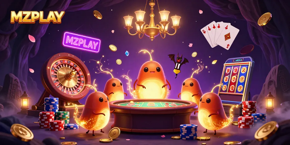 MZPLAY invites players to try their luck amidst cascading coins and vibrant neon lights in a cave casino.