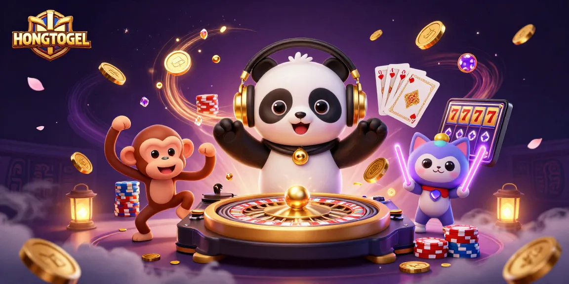 HONGTOGEL menghadirkan hiburan perjudian dengan panda DJ dan karakter menarik lainnya.
