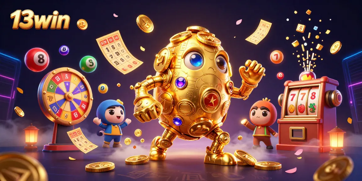 Experience thrilling wins with 13win's dynamic gaming scene filled with vibrant lotto and casino elements.