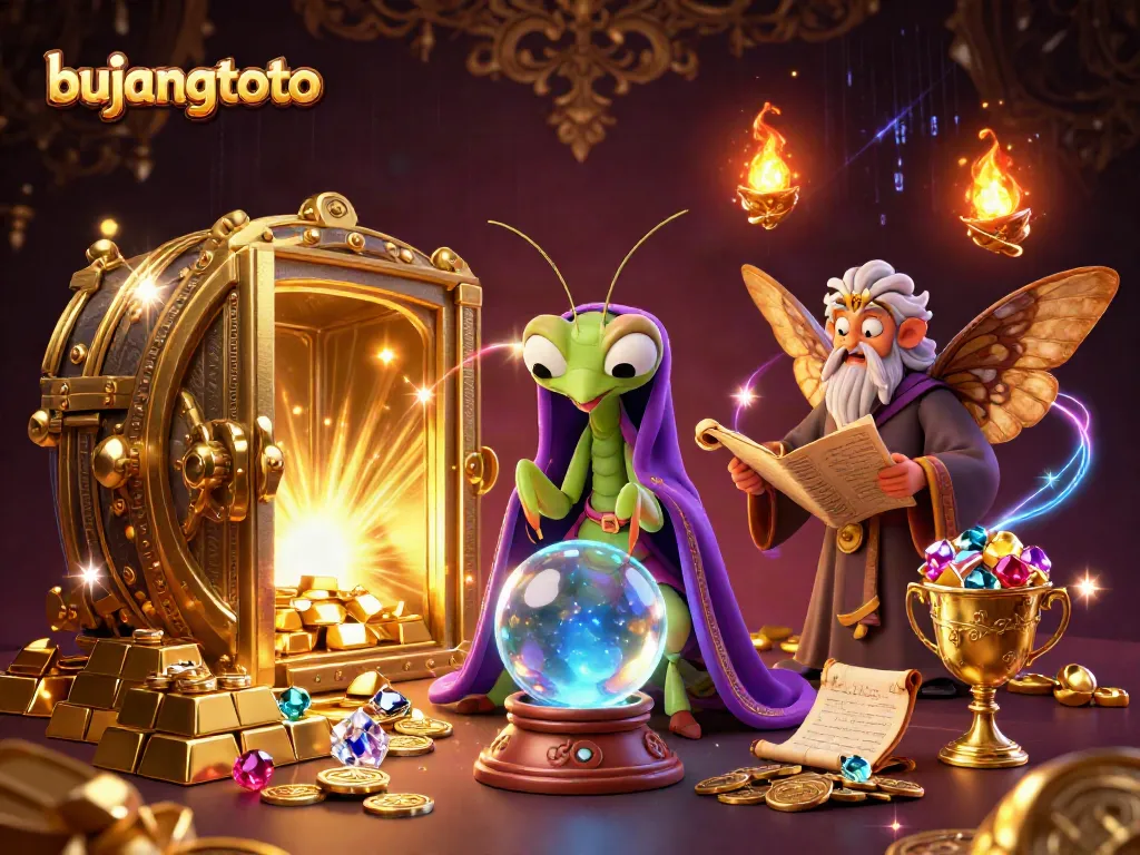 Experience the magic of bujangtoto with vibrant 3D casino fortune tellers and treasures.