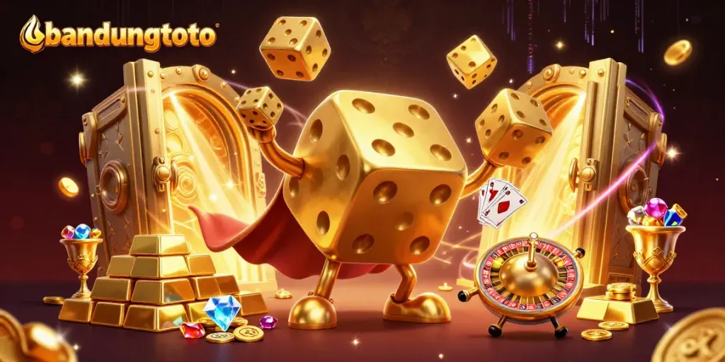 Experience thrilling gameplay with bandungtoto's dynamic 3D casino characters surrounded by golden treasures and rich casino elements.