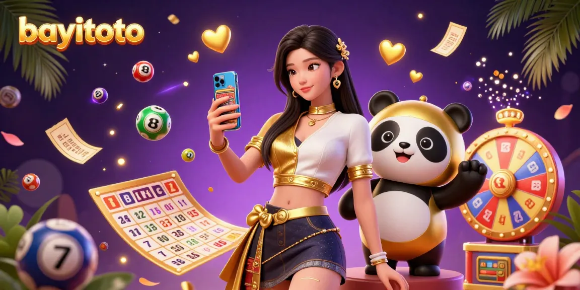 Experience bayitoto lottery excitement with a vibrant scene full of colorful balls and a joyful panda.