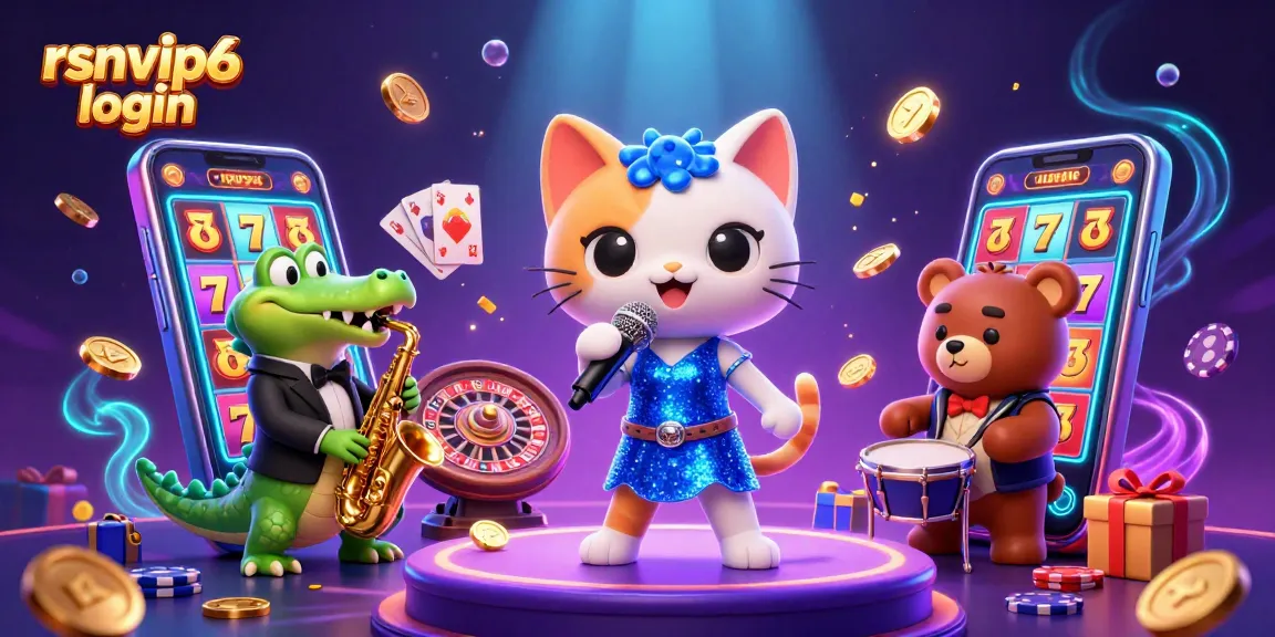 Experience the thrill with rsnvip6 login, featuring lively casino characters, vibrant slot games, and casino action.
