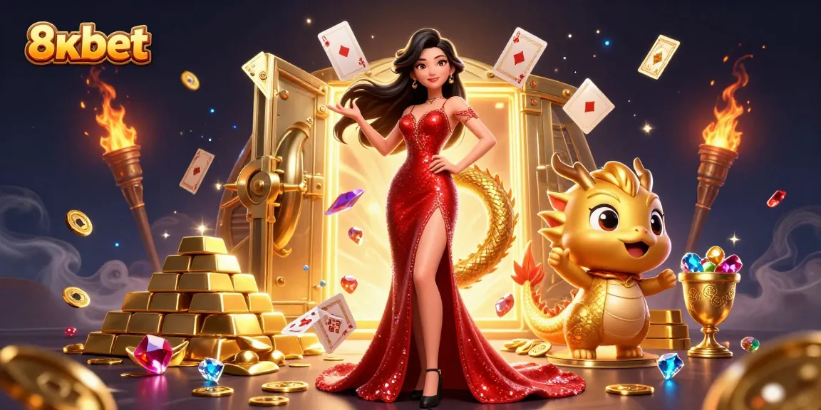 Engage in thrilling gaming at 8xbet with an extravagant illustration highlighting fortune and fun.