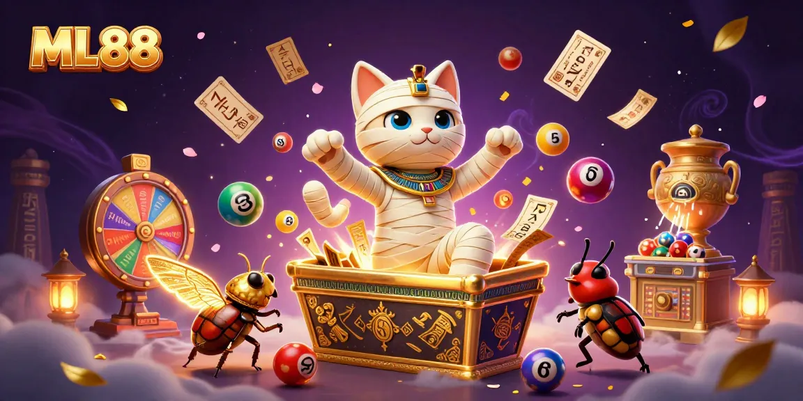Experience the excitement of ML88 as the mummy cat bursts from its sarcophagus amidst dynamic gaming elements.