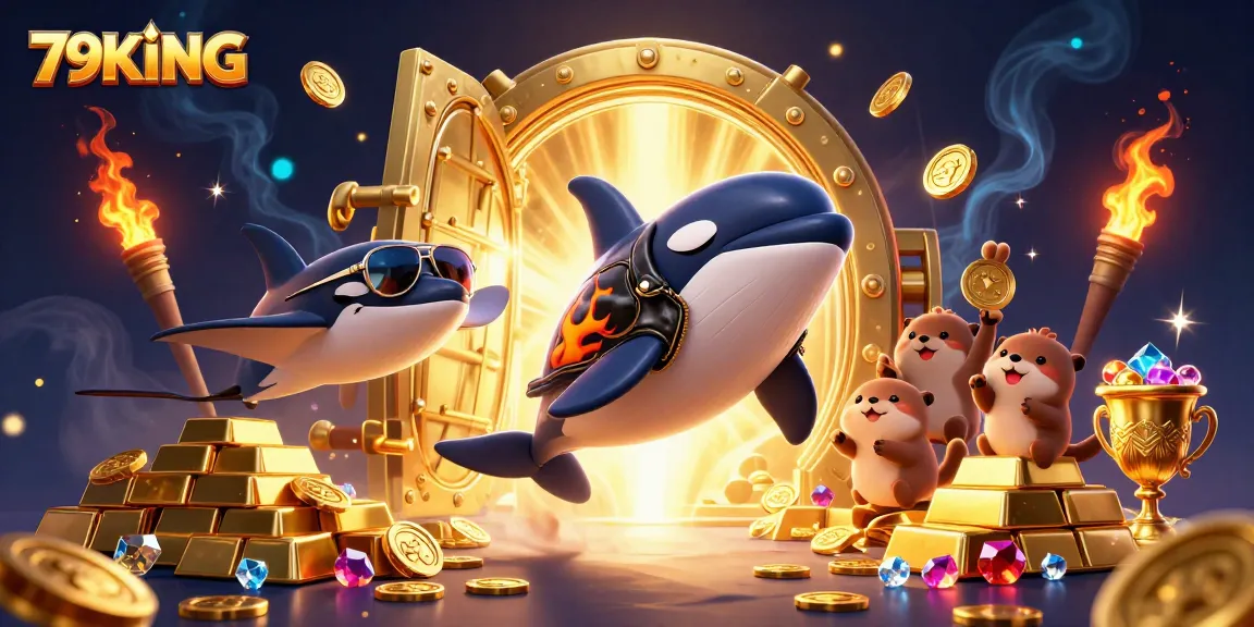 Experience thrilling adventures with 79KING while winning big with golden treasures in a dynamic casino scene.