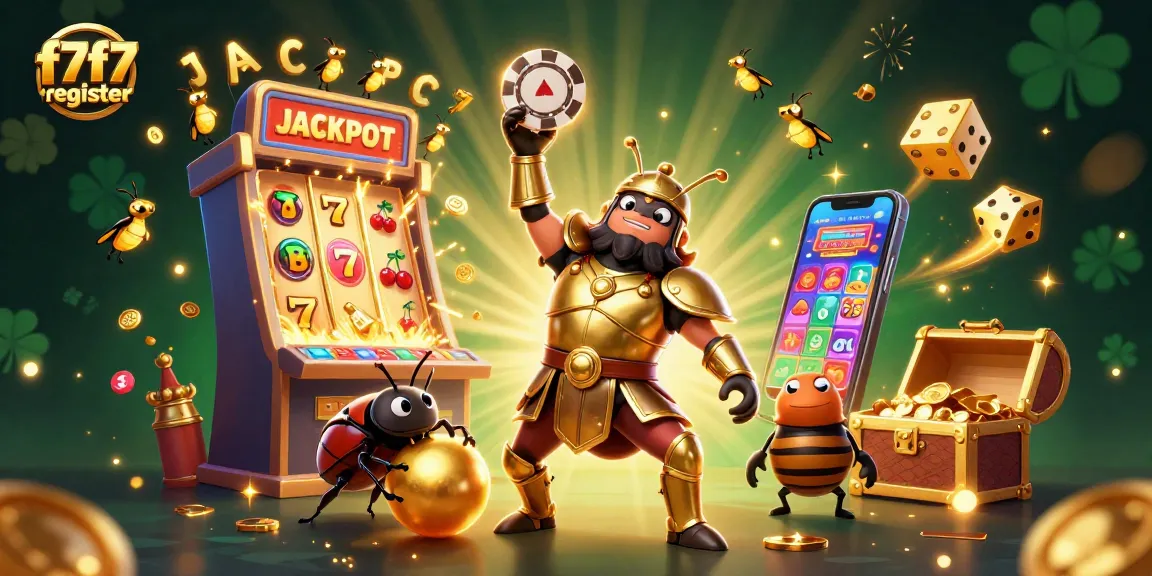 Experience the excitement of f7f7 register with our vibrant 3D illustration showcasing jackpots and action!