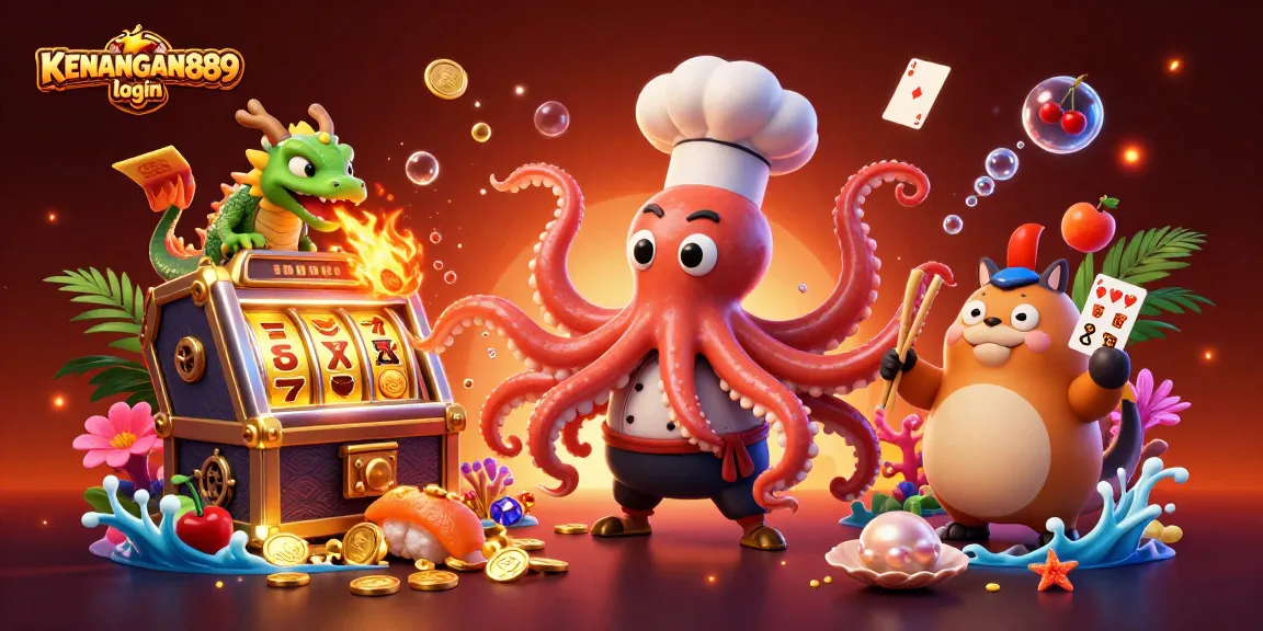 Experience the excitement of KENANGAN889 login with vibrant gaming scenes filled with jackpots and winnings.