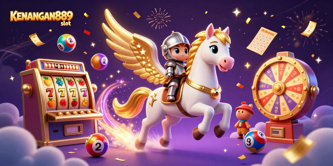 Experience thrilling KENANGAN889 slot action with a fantasy-themed 3D illustration depicting gaming elements.