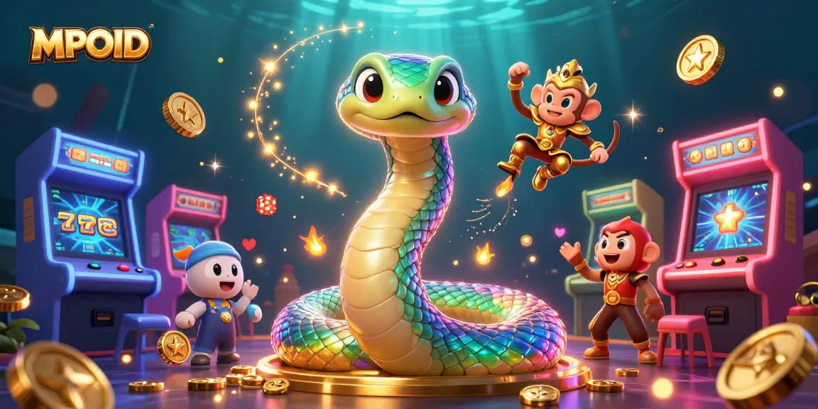 Engage with MPOID's captivating gaming experience featuring animated slot reels and vibrant characters.