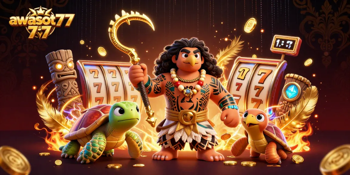 Experience thrilling gameplay with awslot777's vibrant cartoon illustration showcasing unique characters and slot elements.