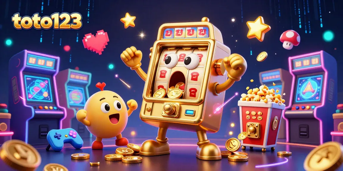 Experience the excitement of toto123 as golden slot machines celebrate jackpots amidst a vibrant casino scene.
