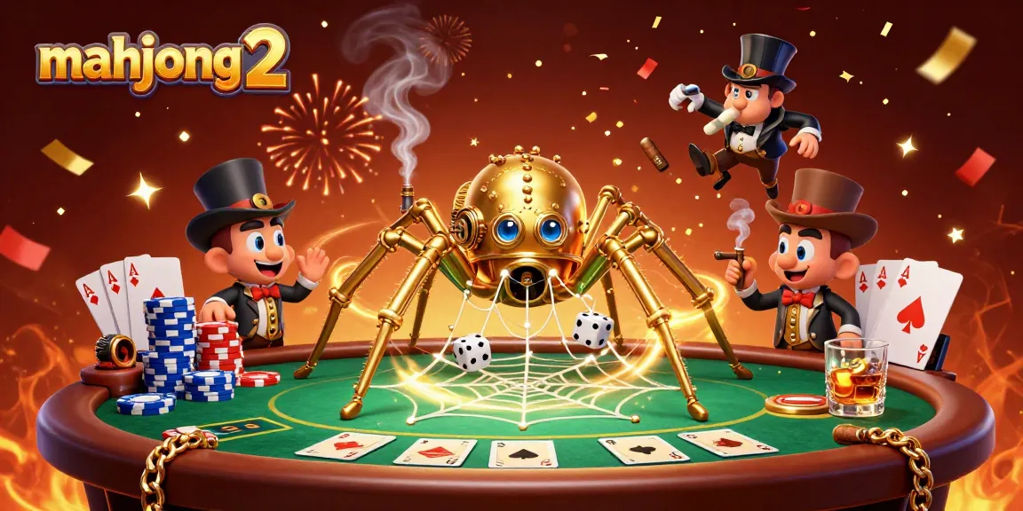 Engage in mahjong 2 gaming amidst vibrant casino elements featuring dynamic poker scenes.