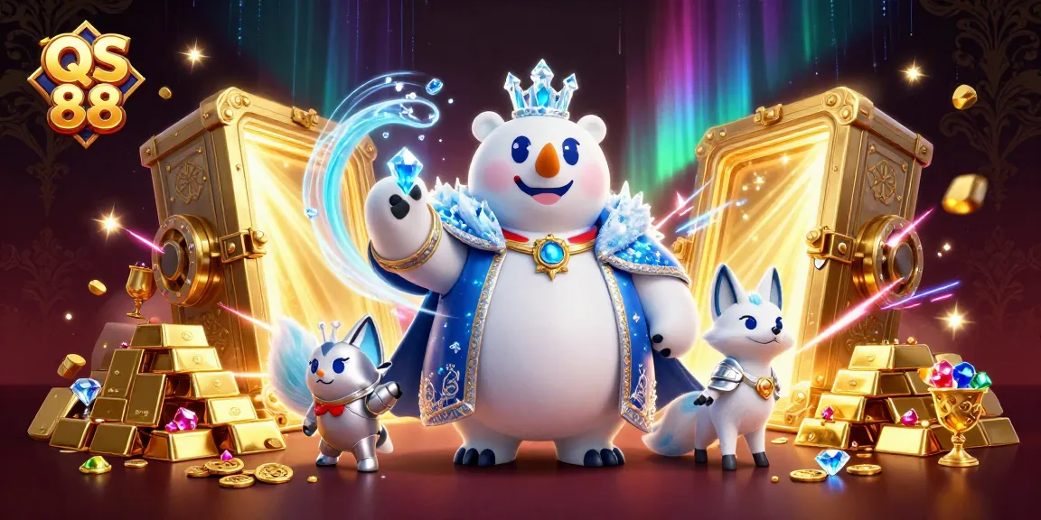 Experience the excitement at QS 88 with dazzling treasures and captivating characters in an immersive casino scene.