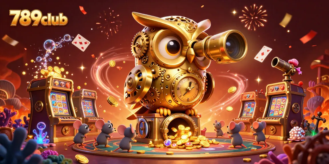 Experience 789club's vibrant casino world with our 3D owl scanning for hidden treasures in a dynamic scene.