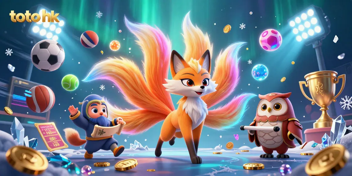 Menang dengan toto hk melalui ilustrasi kasino 3D berkelap-kelip dengan elemen olahraga.