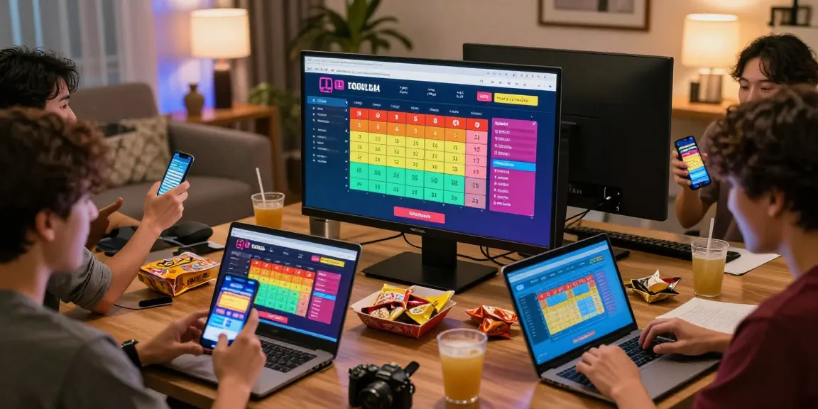 Engaging players participating in Pasaran Togel Terlengkap online lottery, celebrating wins and checking results together.