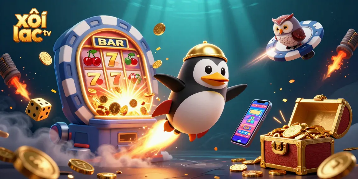 Experience the excitement of winning with xôi lạc tv as golden coins and vibrant symbols burst from slot machines.