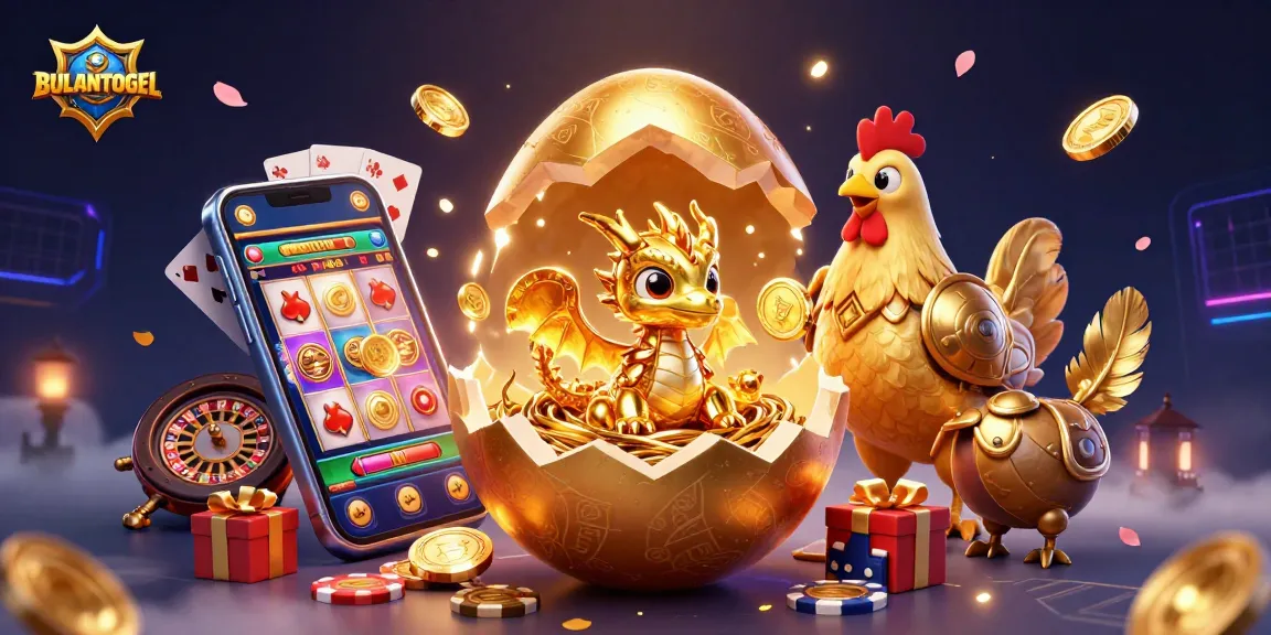 BULANTOGEL brings a vibrant casino scene to life with a golden dragon and dazzling slot elements.