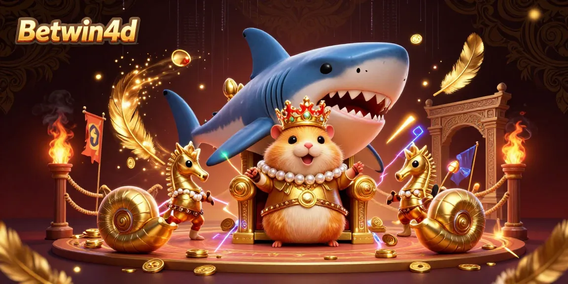 Experience Betwin4d with a fierce hamster king and royal guards in a vibrant 3D casino scene.