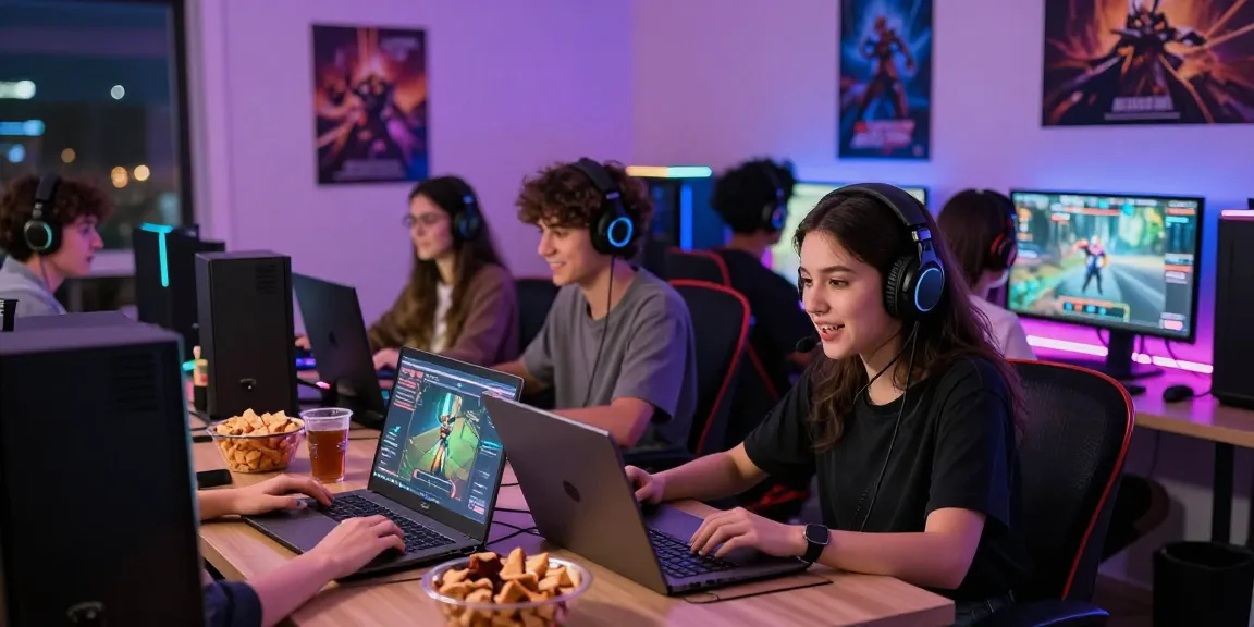 Exciting gaming community scene at discordtree.com with diverse gamers enjoying their time together.