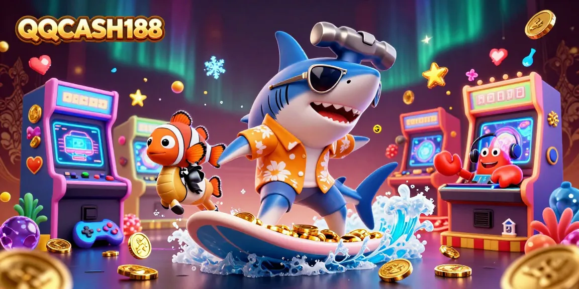 Experience winning moments with QQCASH188 in a vibrant 3D casino scene with dynamic characters.