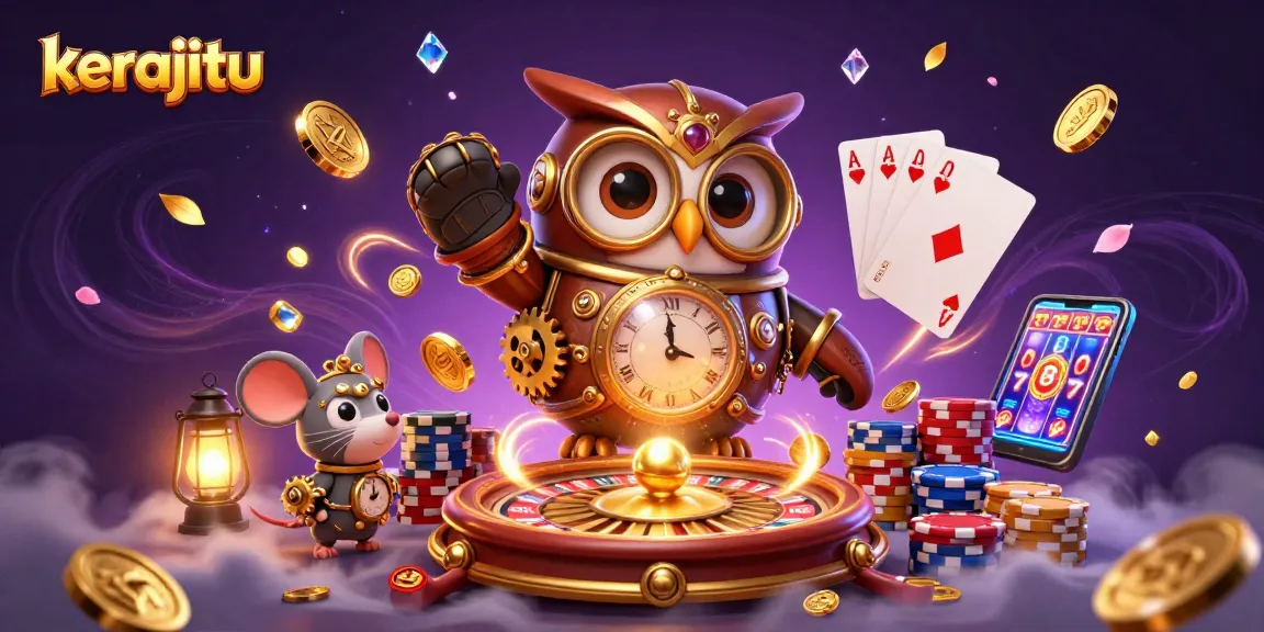 Engage with kerajitu's thrilling casino adventure featuring a time-traveling owl and dazzling game elements.
