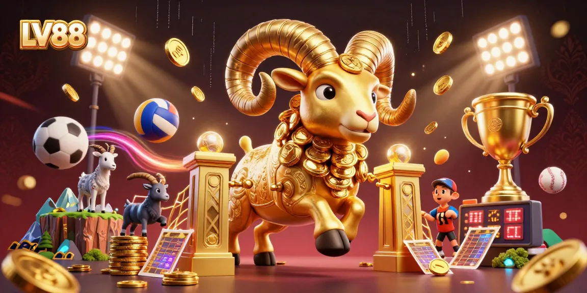 Experience the excitement of LV88 with a vibrant 3D sports betting illustration filled with dynamic action.