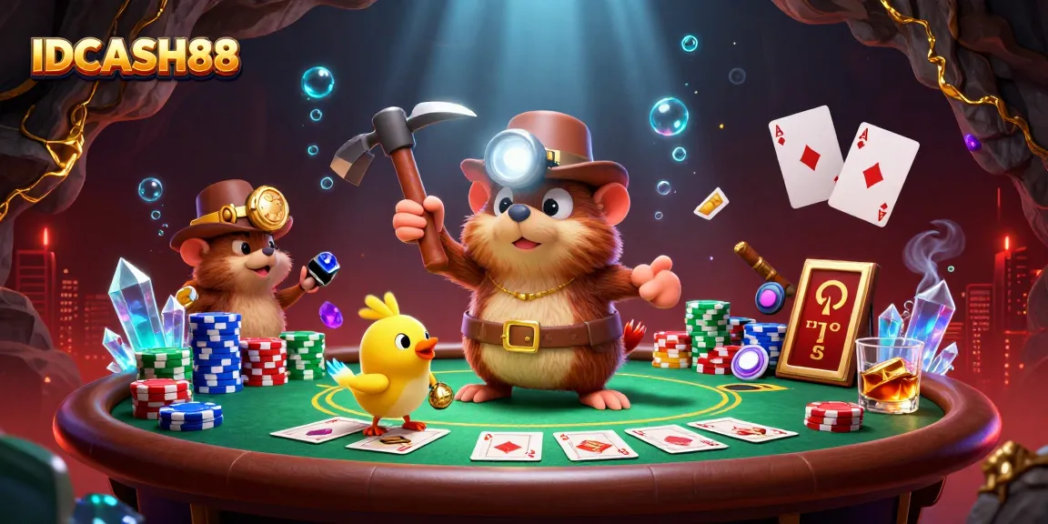 Experience the thrill of IDCASH88 as the treasure hunter mole and canary reveal top poker hands.