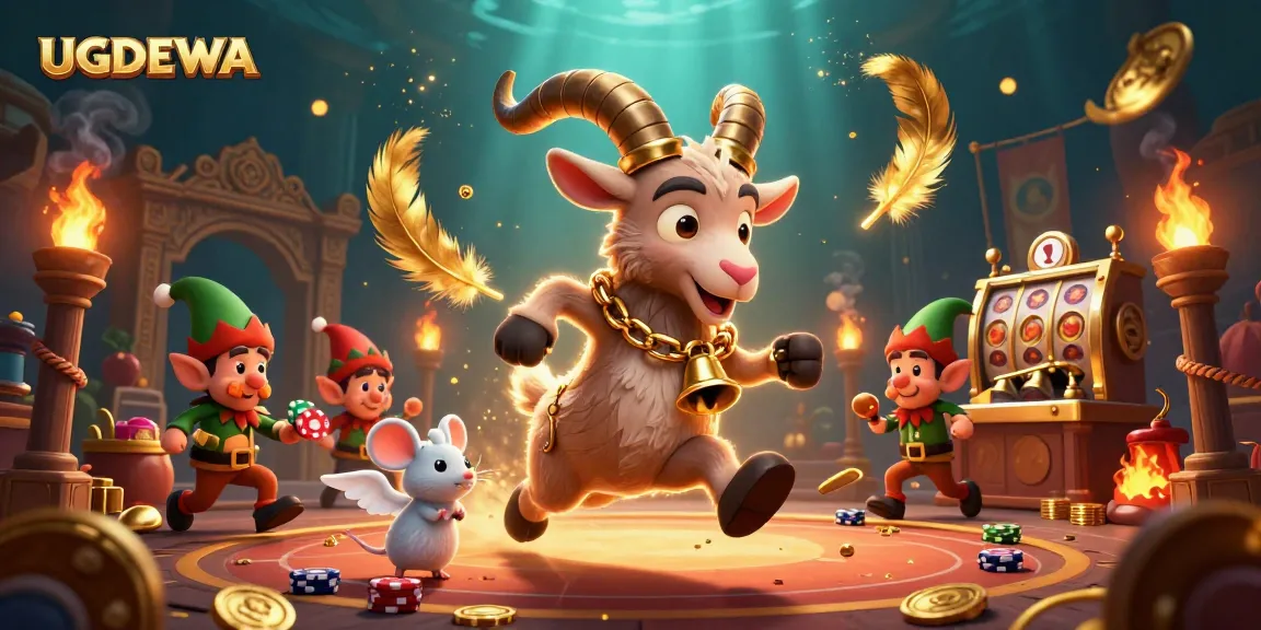 Experience thrilling gameplay at UGDEWA with vibrant casino action featuring a festive Krampus goat.