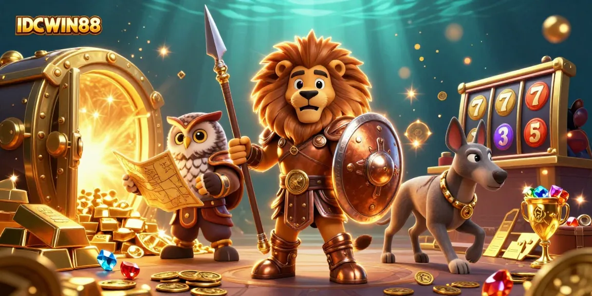 Experience thrilling wins with IDCWIN88's online gaming access, featuring a powerful Spartan lion, strategic owl, and swift greyhound.