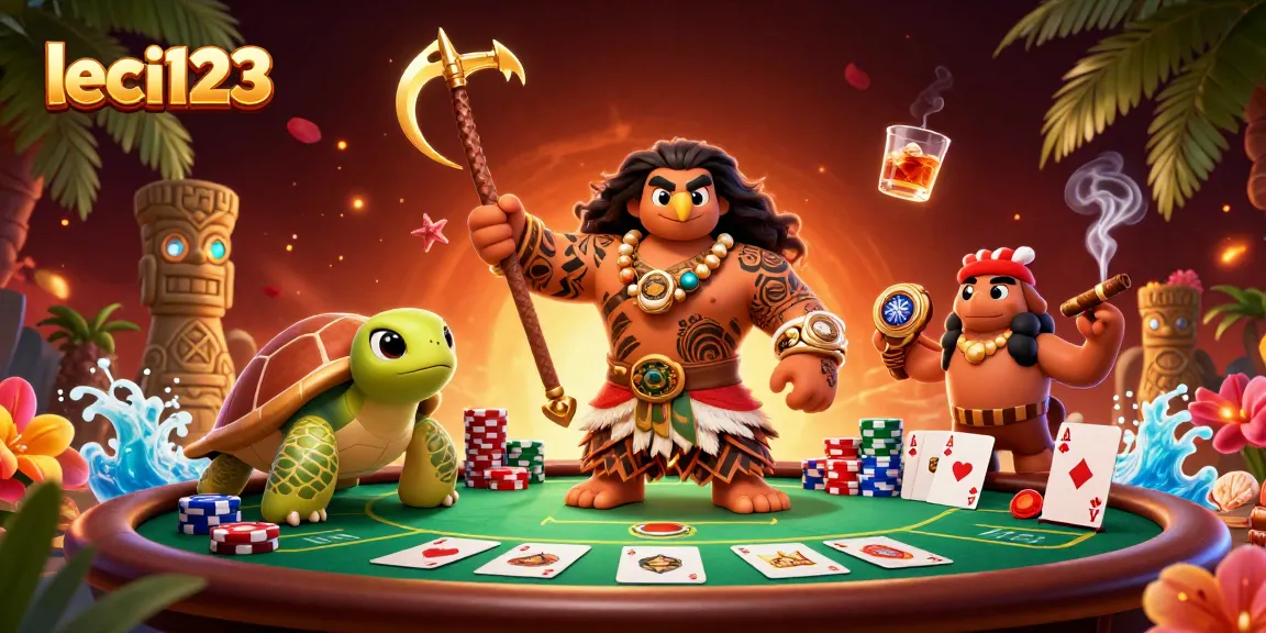 Engage with leci123 at the vibrant poker table featuring dynamic characters and gaming elements.