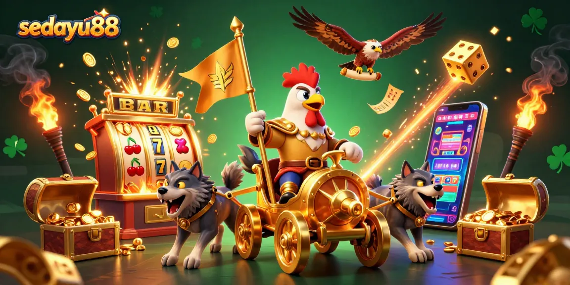 Unleash excitement with sedayu88 featuring a dynamic 3D roulette scene showcasing jackpot elements.